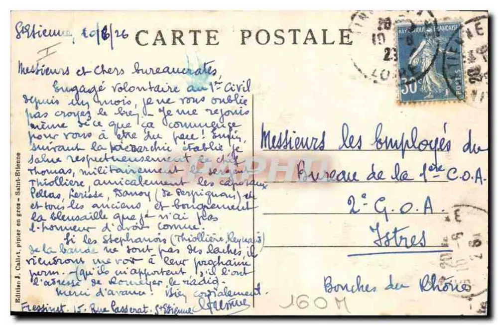 Saint-Étienne (Loire) — Escola de Desenho — J.C. - Verso