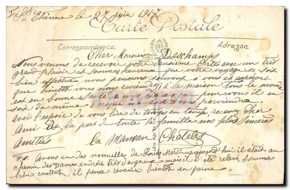 Saint-Étienne — O Square Marceau e a Prefeitura — L.L. n° 458 - Verso