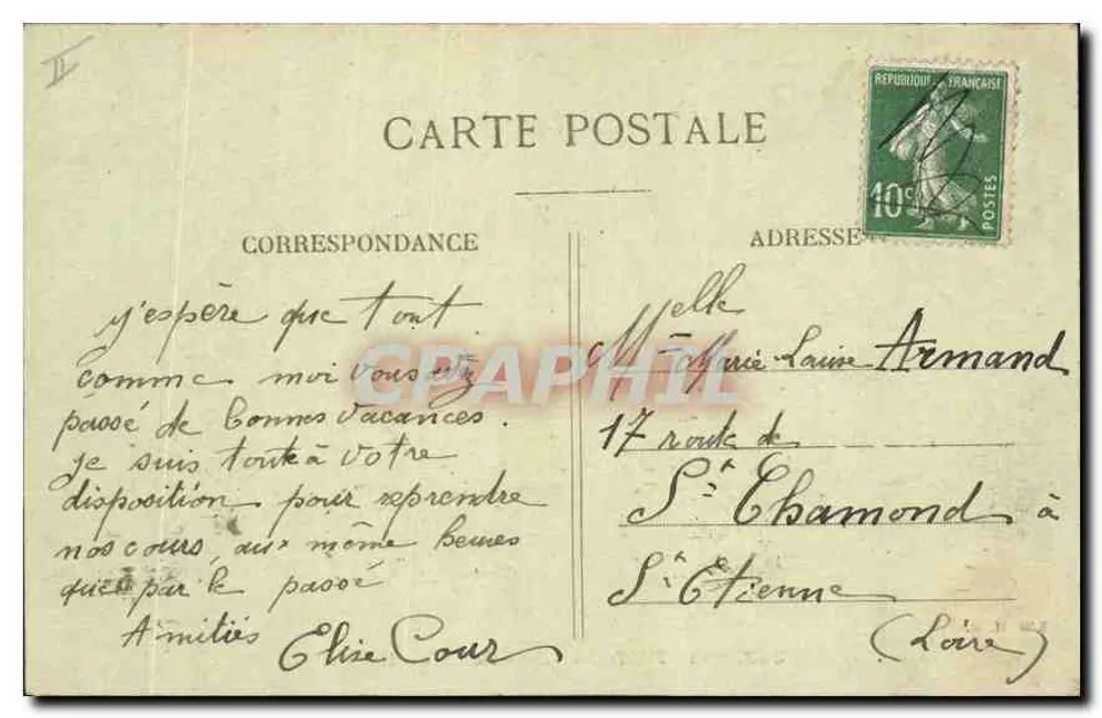 Saint-Étienne — Escola de Desenho — Edit. M. M. n° 223 - Verso