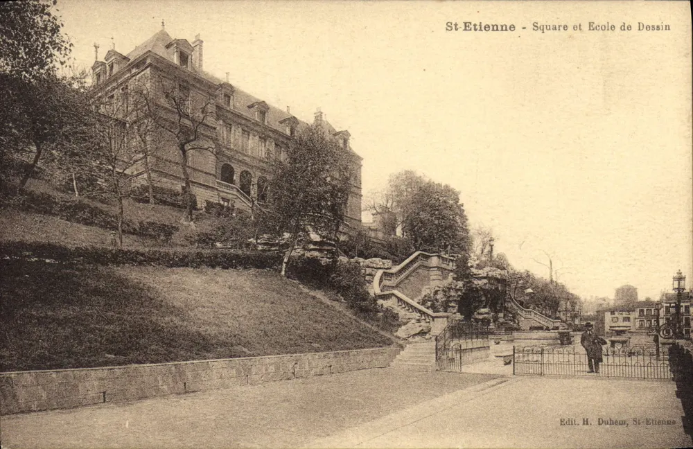 St-Etienne - Pátio e Escola de Desenho — Edit. H. Duhem, St-Etienne - Frente