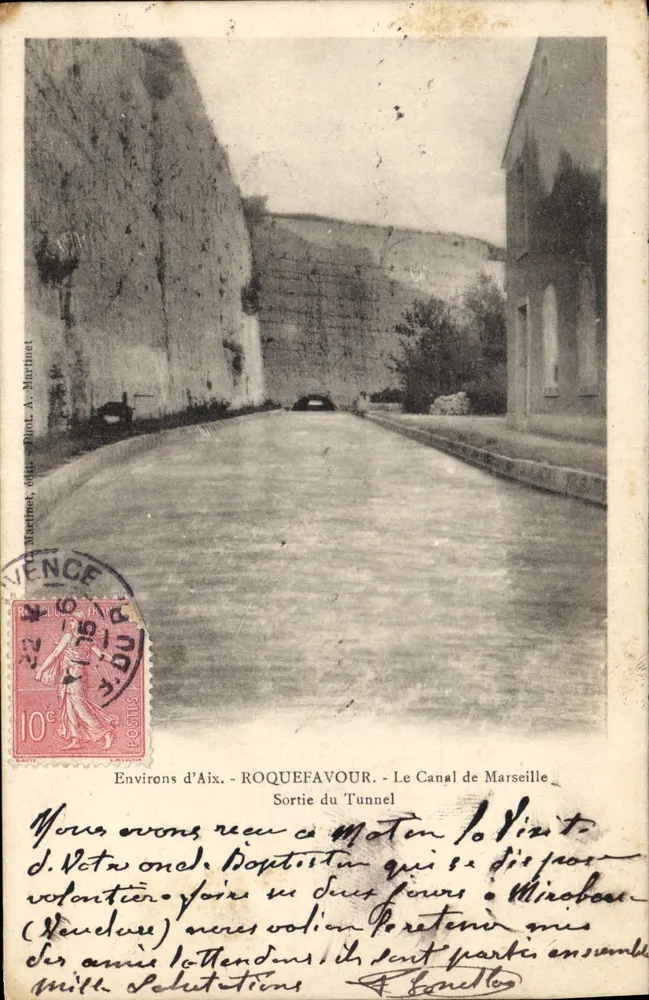 Ausgang des Tunnels — Nahe Aix - Roquefavour - Der Kanal von Marseille — Verlag A. Martinet - Vorderseite