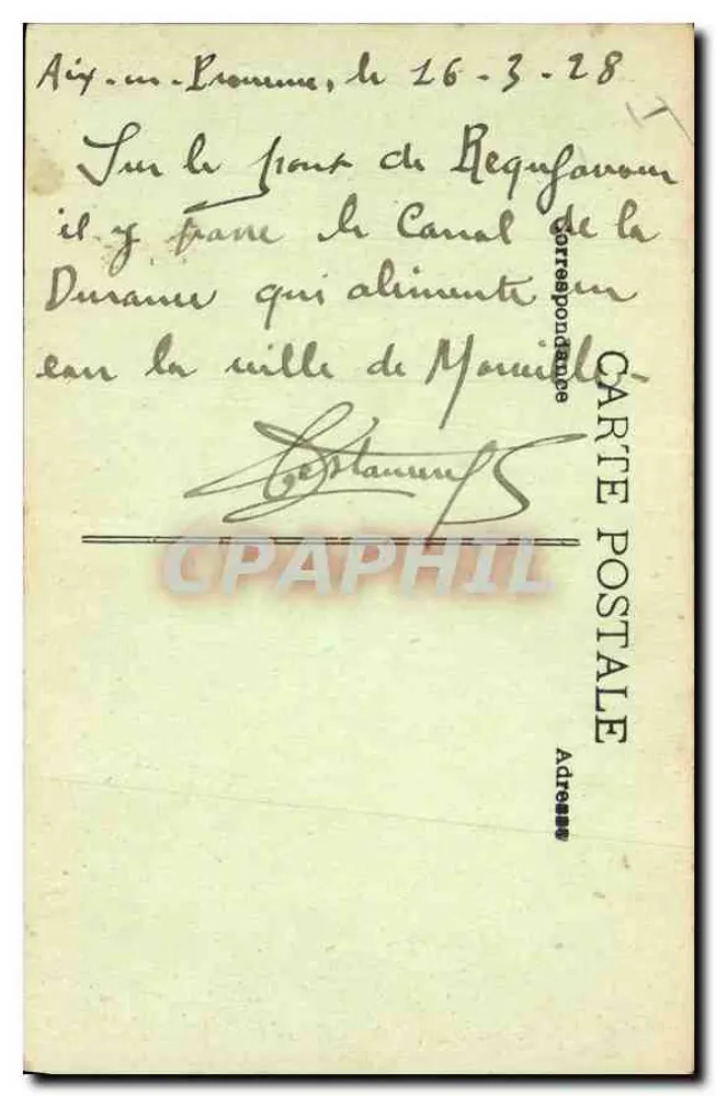 Umgebung von AIX-EN-PROVENCE, Roquefavour. Die Drei Brücken. - Rückseite