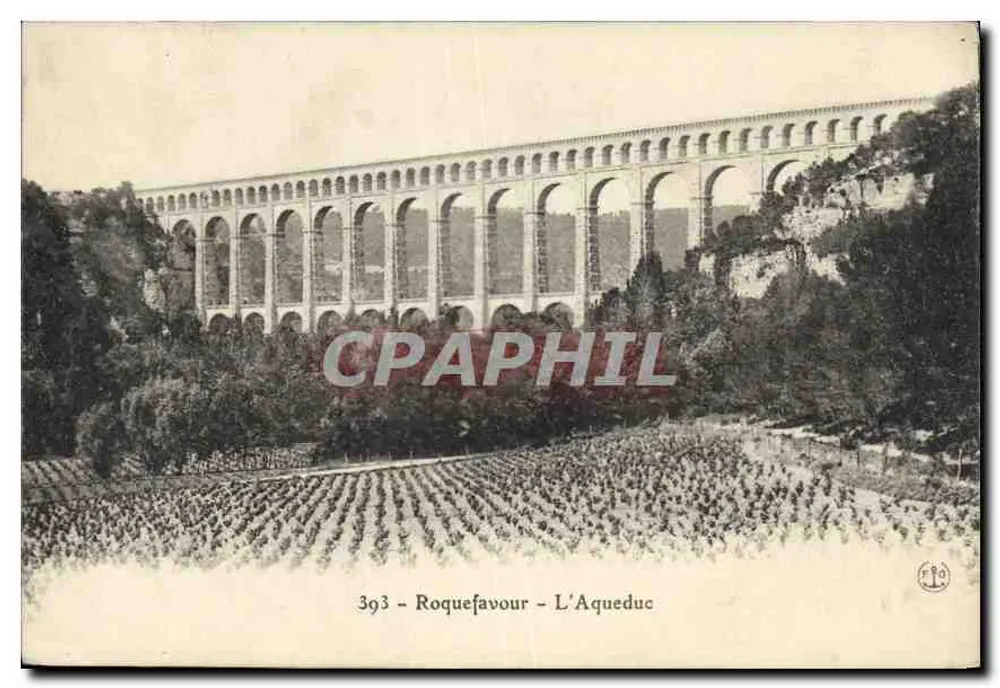 Roquefeuil - O Aqueduto — vista do viaduto sobre fundo de vinhedos — editor Roquefeuil, n° 393 - Frente