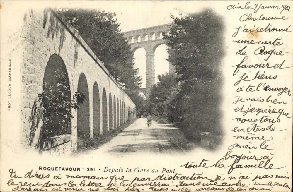 Roquefavour - 391 - Von der Station zur Brücke — Phot. Lacour Marseille - Vorderseite