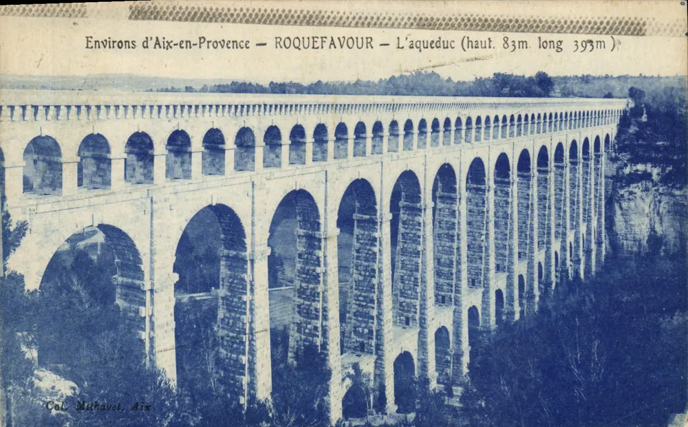Rond Aix-en-Provence — ROQUEFAVOUR — Het aquaduct (hoogte 83m, lengte 393m) — Col Muhavel, Aix - Voorkant