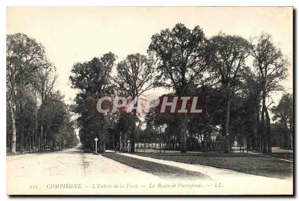 Compiègne — L'Entrée de la Forêt — La Route de Pierrefonds — LL. — N° 112 - Recto