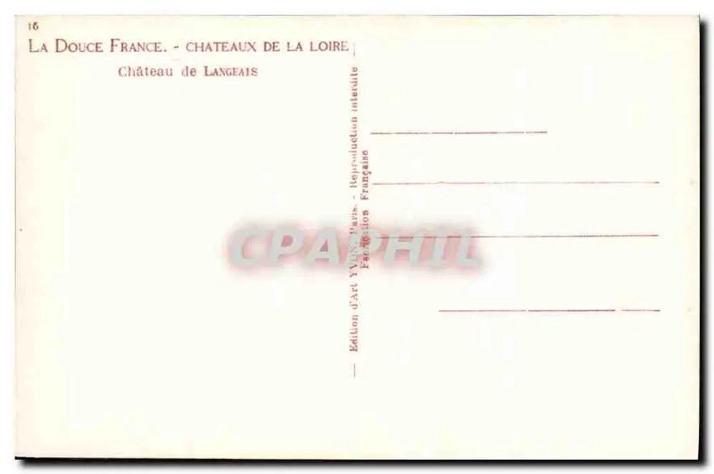 Castelo de Langeais — Castelos da Loire — Edição de Arte Yvon, Paris - Verso