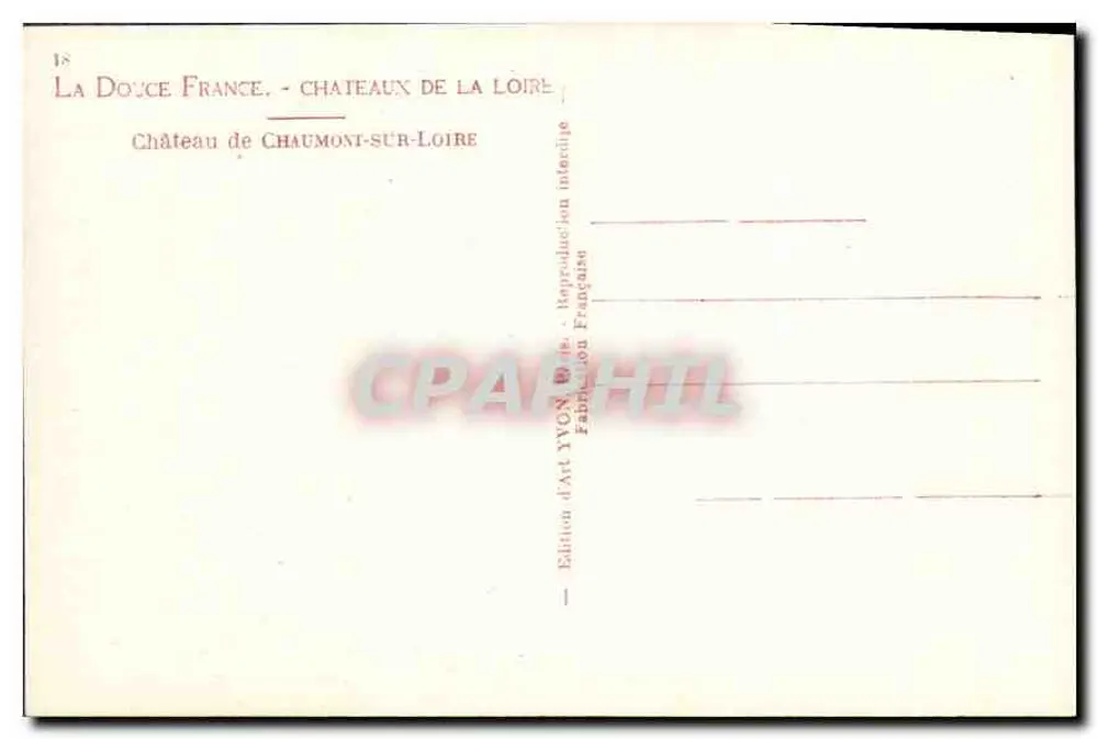 Kasteel van Chaumont-sur-Loire — De Zachte Frankrijk - Kastelen van de Loir — Artistieke uitgave YVON - Achterkant