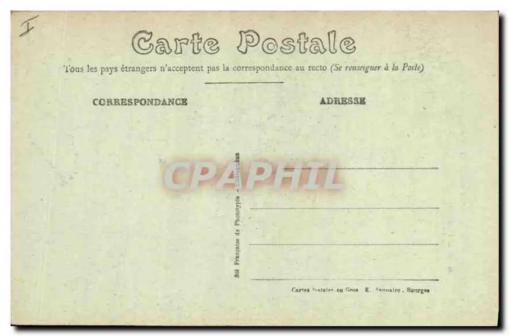 Bourges — Plattform der Kathedralenturm, Dach des Treppenhauses — Postkarten vom Verzeichnis, Bourges - Rückseite