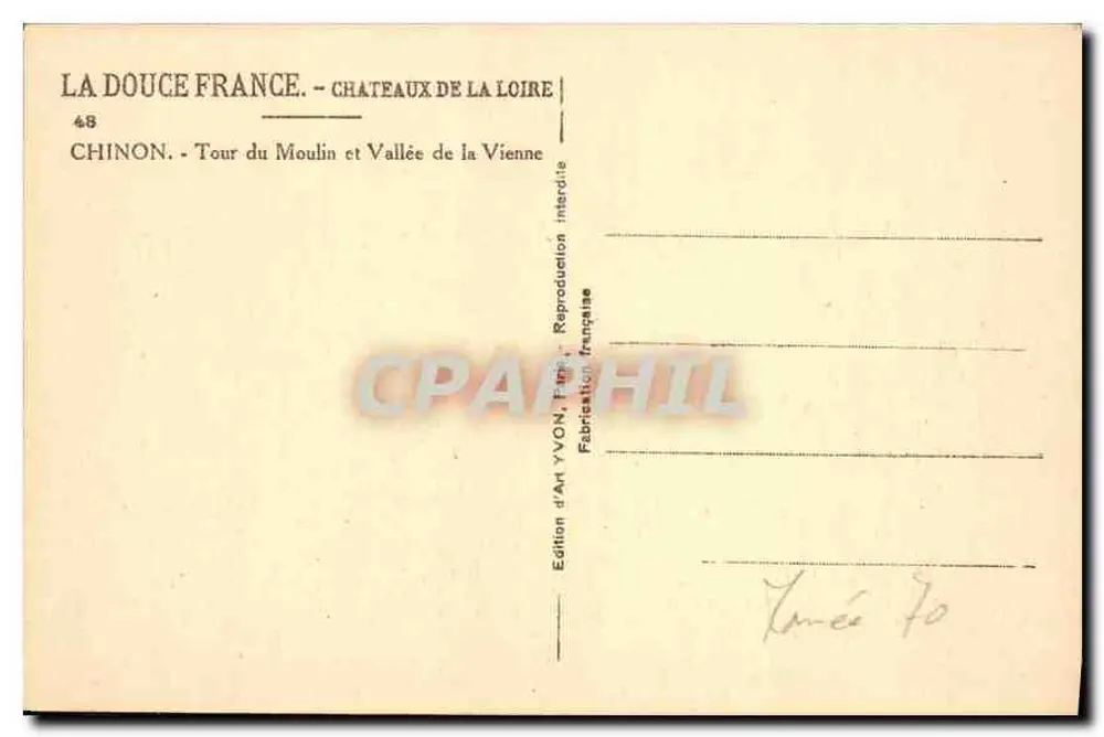 Chinon - Tour du Moulin und Tal der Vienne — Art Edition YVON, Nr. 48 - Rückseite