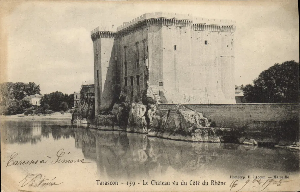 Tarascon - O Castelo visto do Lado do Ródano — Fototipia. E. Lacour — Marselha — n°159 - Frente