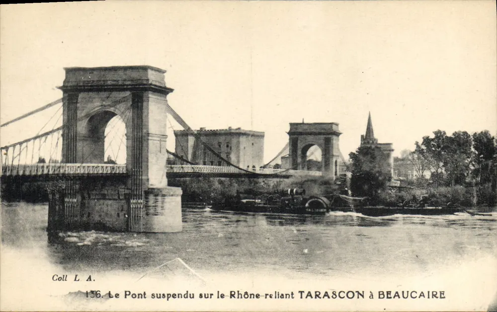 Hängbrücke über den Rhône, die Tarascon mit Beaucaire verbindet — Coll L.A. Nr. 136 - Vorderseite