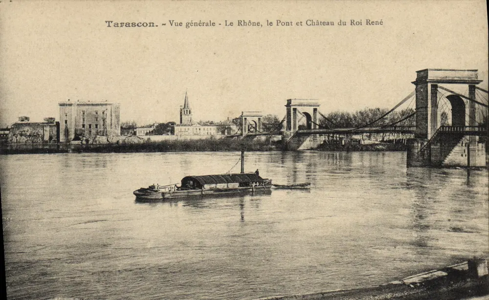 Tarascon — Allgemeiner Blick — Der Rhône, die Brücke und das Schloss des Königs René - Vorderseite