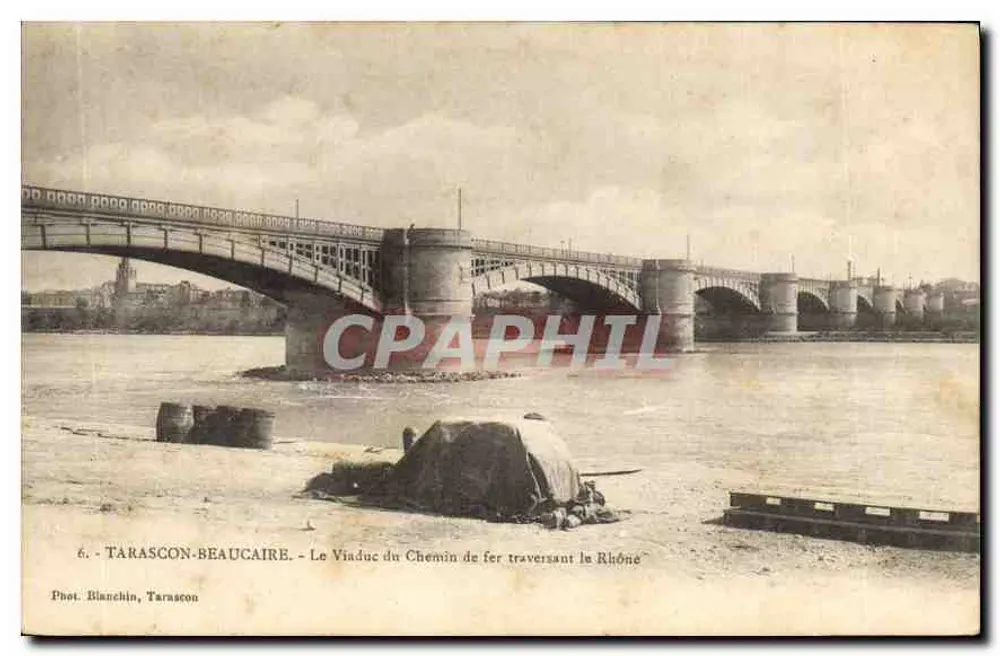 Tarascon-Beaucaire — Der Viadukt der Eisenbahn über den Rhône — Fot. Blanchin, Tarascon - Vorderseite