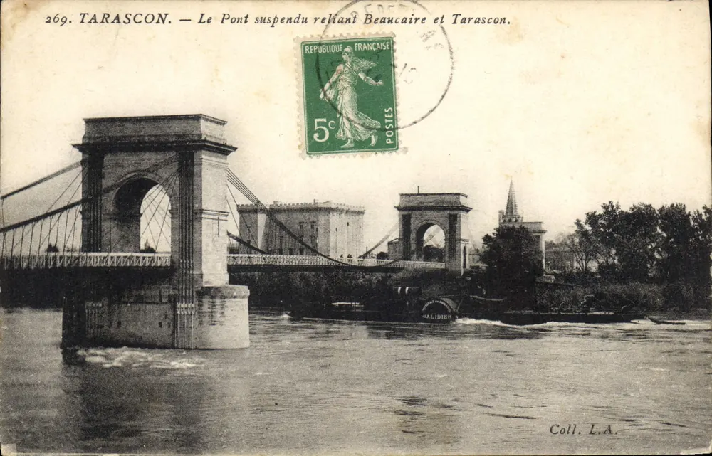 Tarascon — Der Hängebrücke, die Beaumaire und Tarascon verbindet — Coll. L.A. - Vorderseite