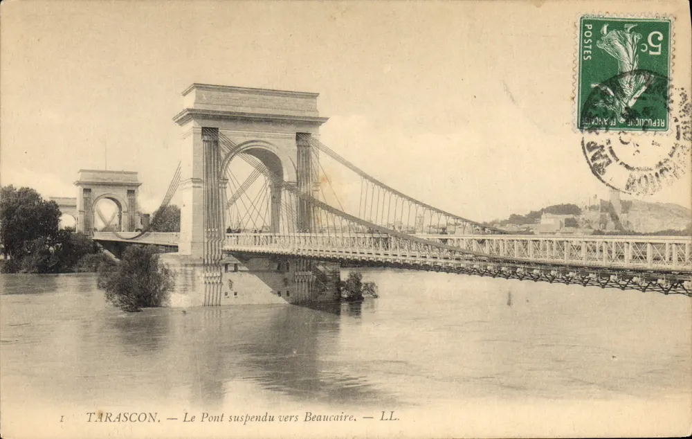 Tarascon — O Ponte Suspensa em direção a Beaucaire — LL. - Frente