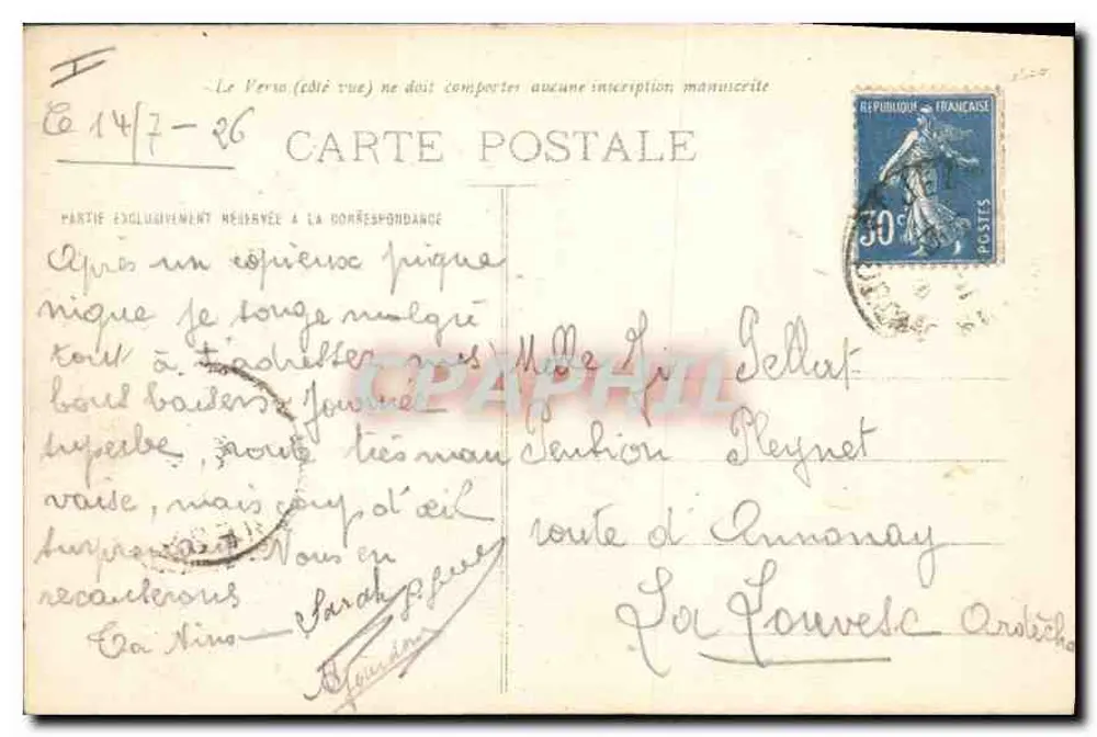 Floresta do Lante (Drôme) — Estrada de Combe-Level — Coleção P. Porrouze, Valence - Verso