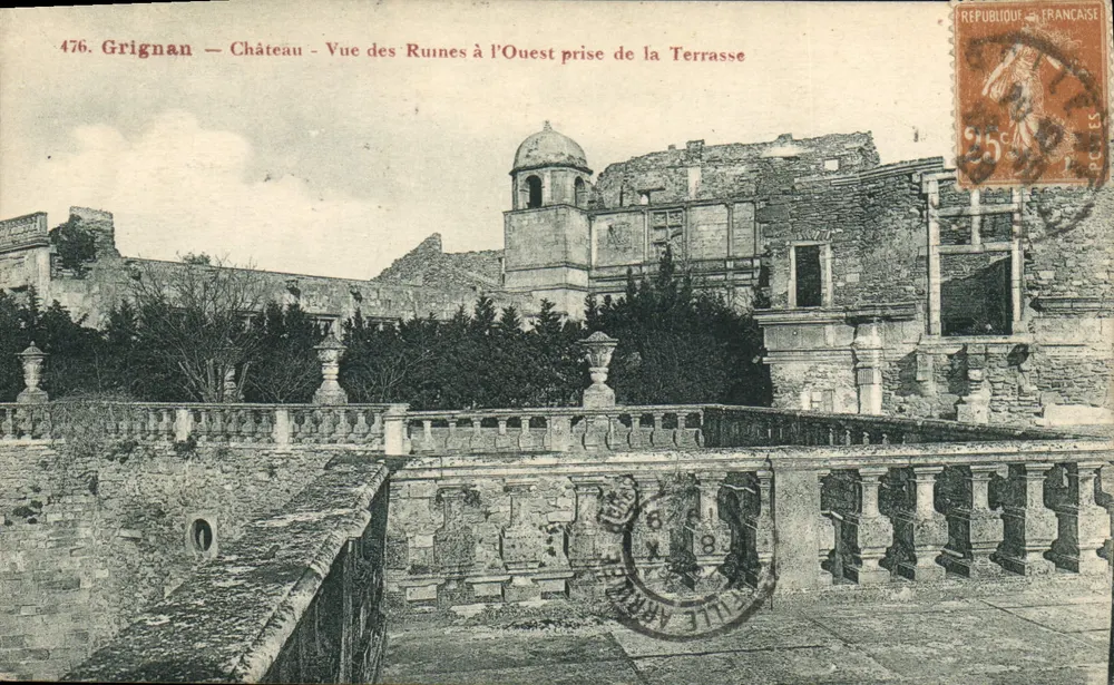 Grignan — Schloss — Ansicht der Ruinen von Westen vom Terrassenbereich — Édition Artistique, Valence, n°476 - Vorderseite