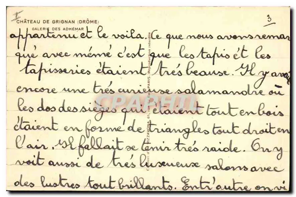 Schloss Grignan (Drôme) — Galerie der Adhémar — Verlag Paris - Rückseite