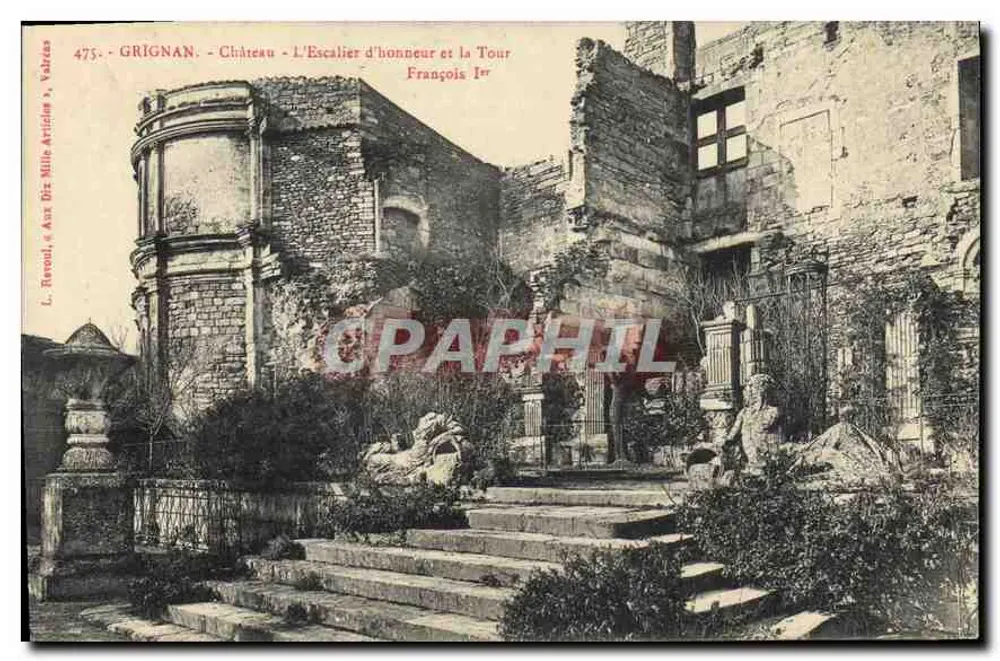 Grignan - Schloss - Die Ehrenstiege und die Tour François Ier - Vorderseite