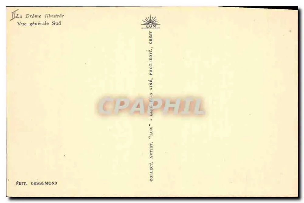 Crest — Vista geral Sul — La Drôme Illustrée, edição Dessemond - Verso