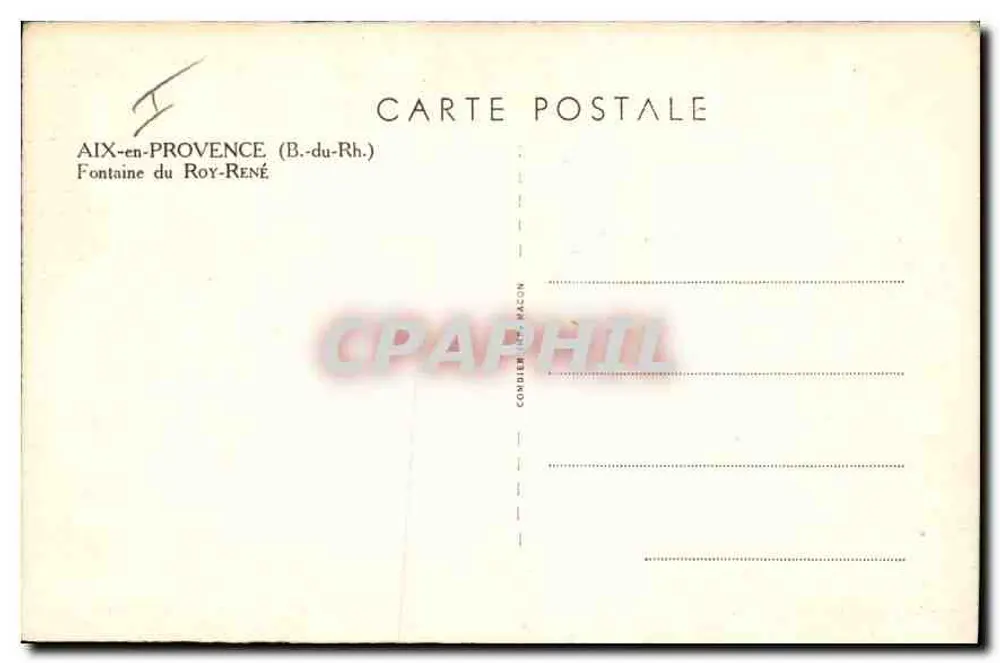 Aix-en-Provence — Fontaine do Rei René — editada por Condier & Macon - Verso