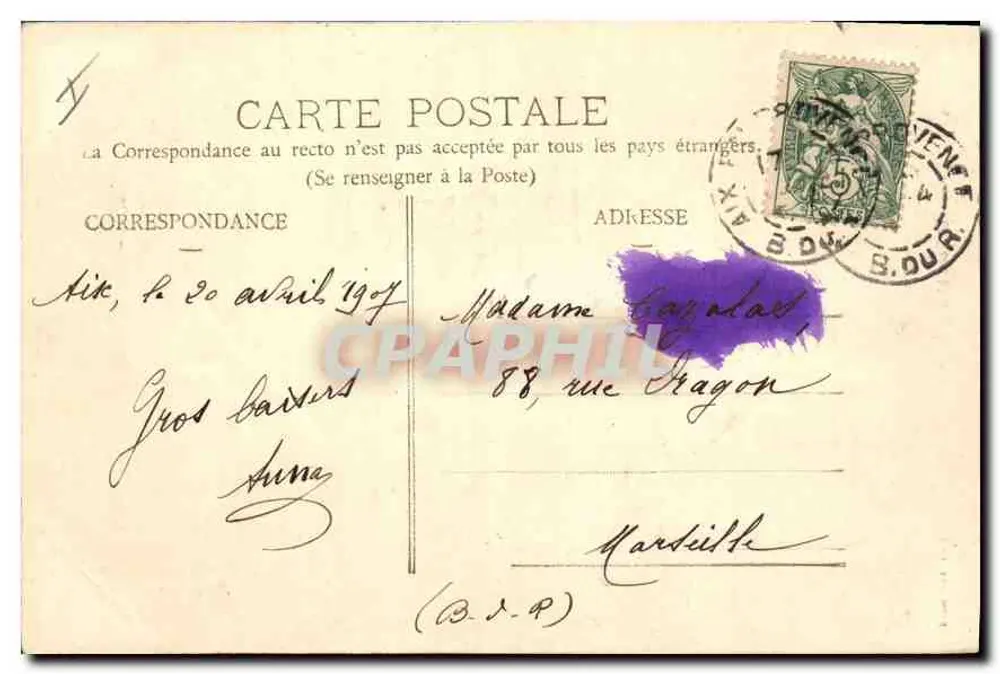 AIX-EN-PROVENCE - O Rei RENÉ — estátua sobre fonte, editor Coll, Audemard - Verso