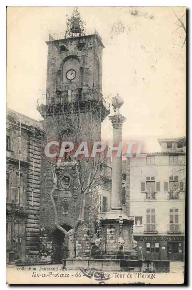 Aix-en-Provence — Place de la Mairie, Tour de l'Horloge — Sammlung Jaussaud 66 - Vorderseite