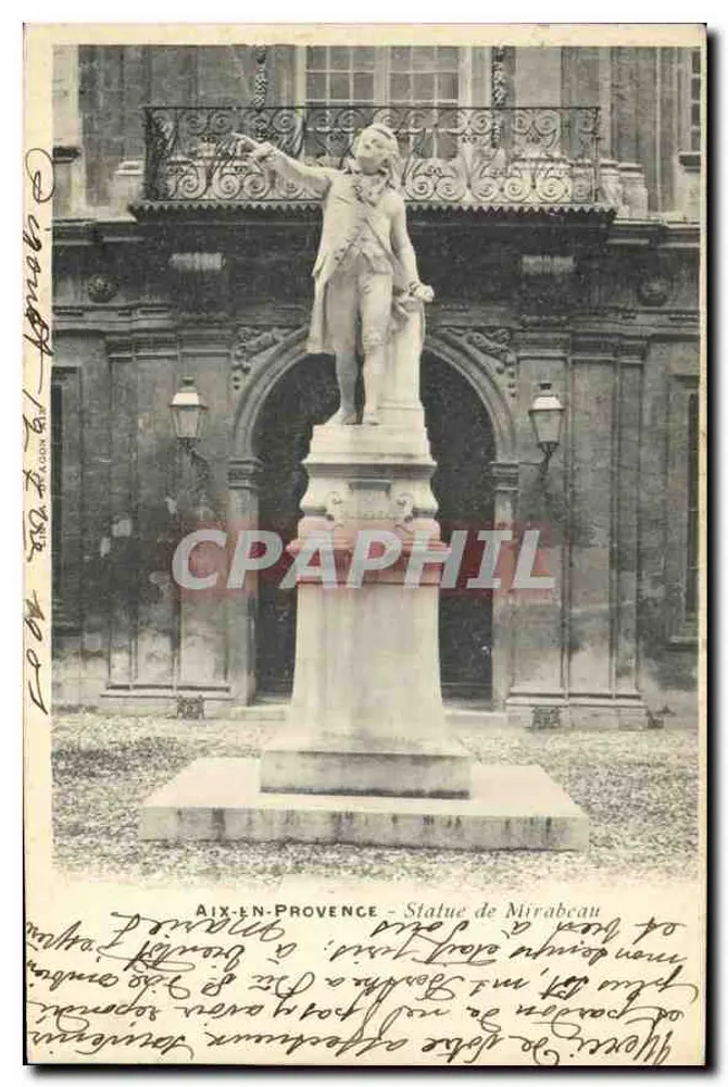 Aix-en-Provence — Estátua de Mirabeau — editor desconhecido - Frente