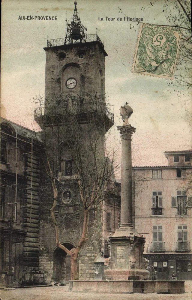 Aix-en-Provence — La Tour de l'Horloge et la Fontaine — Verlag: Pierre Dugouette - Vorderseite