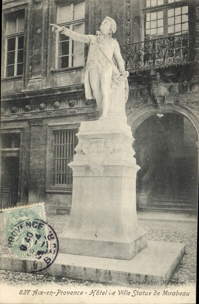 Aix-en-Provence — Rathaus, Statue von Mirabeau — Guende phot. Marcelle - Vorderseite