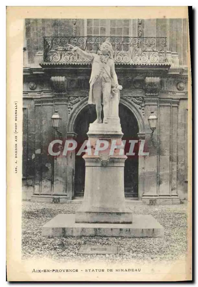 Aix-en-Provence - Estátua de Mirabeau — Lib. A. Dragon Aix (Fot. Bournallet) - Frente