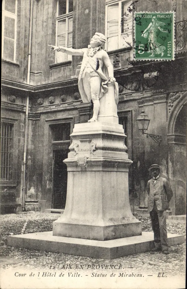 Aix-en-Provence — Cour de l'Hôtel de Ville — Statue de Mirabeau — EL. - Vorderseite