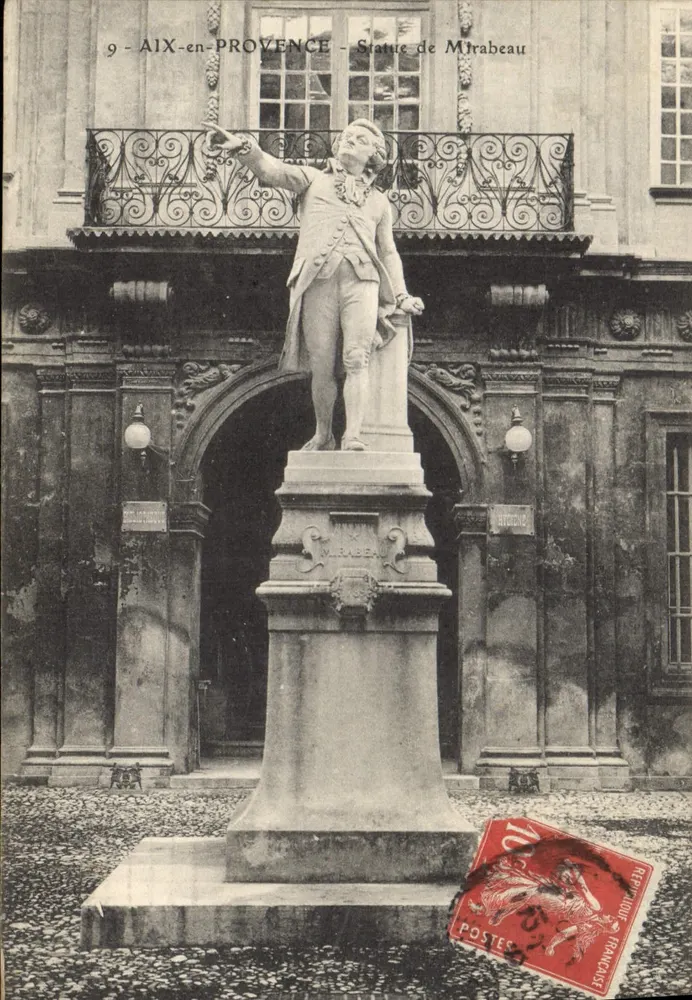 AIX-en-PROVENCE - Estátua de Mirabeau — Édit. J. Audemard, Nouvelles Galeries, Aix - Frente