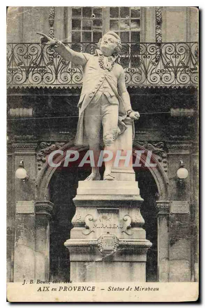 AIX en PROVENCE — Statue de Mirabeau — J. B. Bouiss, édit. Aix - Frente