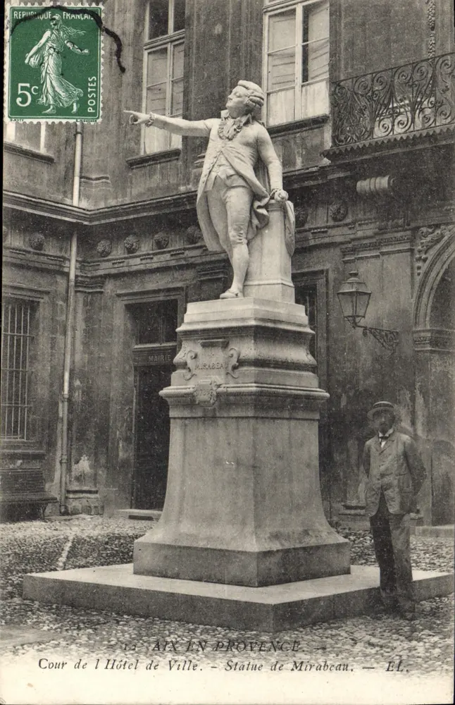 Aix-en-Provence — Cour de l'Hôtel de Ville — Statue de Mirabeau — Éd. L. - Vorderseite