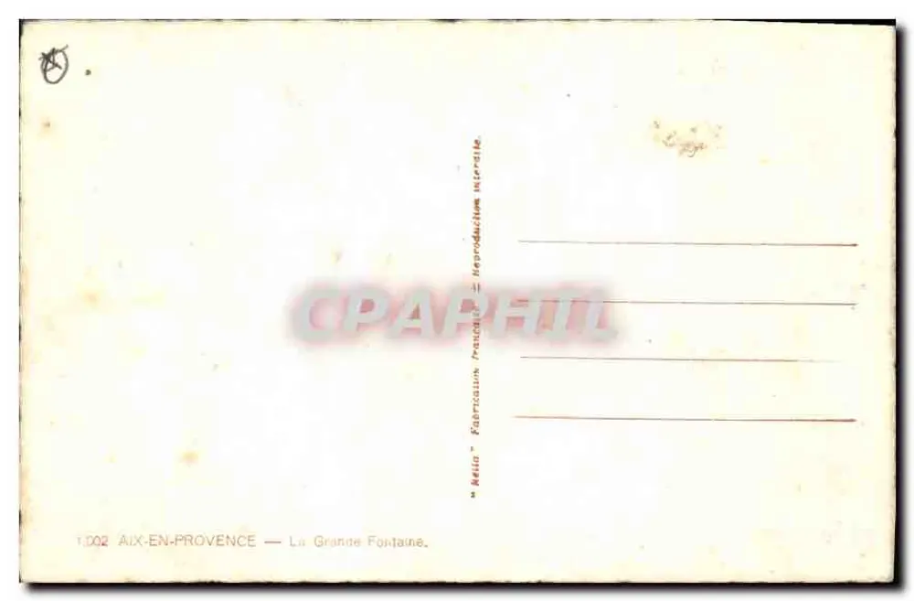 Aix-en-Provence — La Grande Fontaine — Verlag Rolla, n° 1.002 - Rückseite