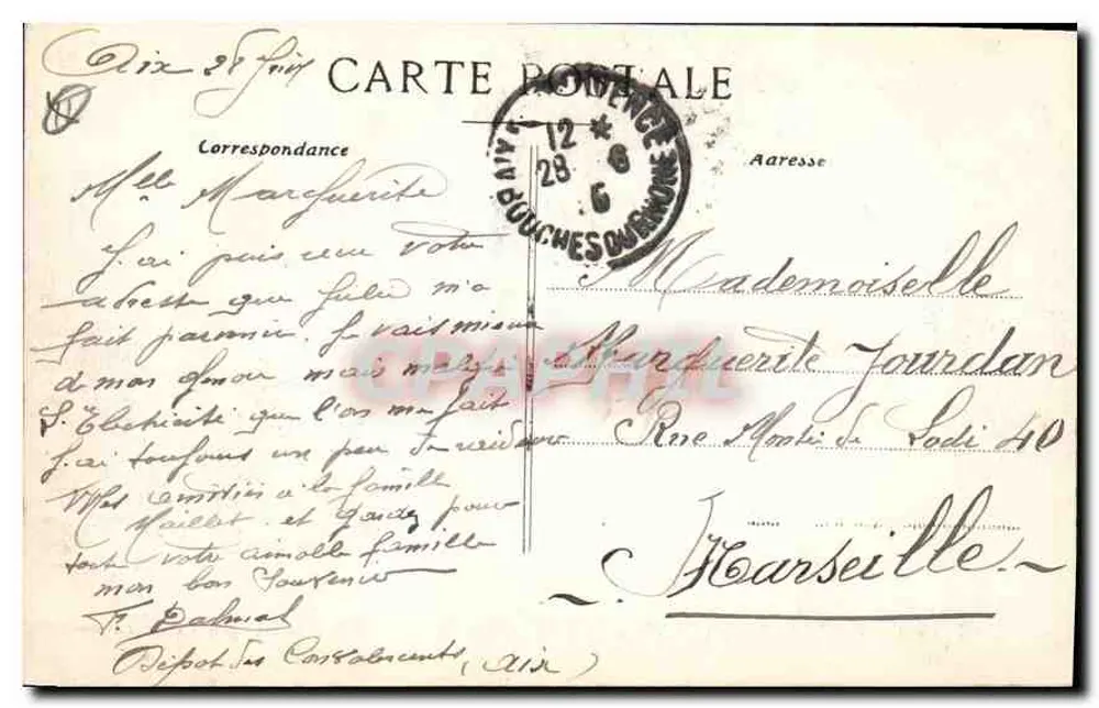 Aix-en-Provence — die Grande Fontaine — unbekannter Verlag, Seriennummer nicht sichtbar - Rückseite