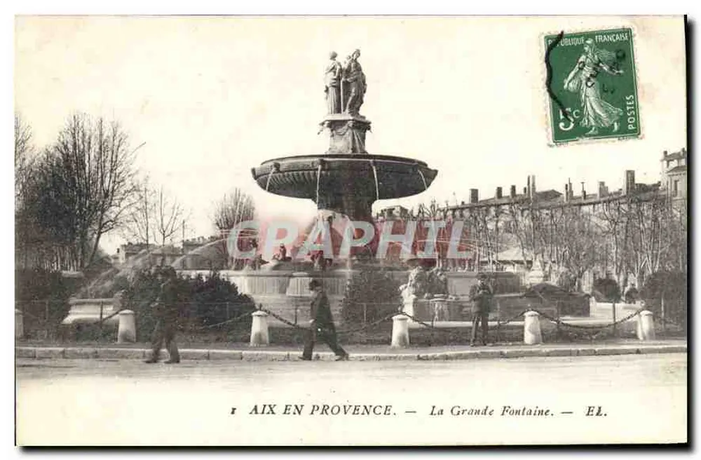 Aix-en-Provence — Die Große Fontaine — ÉL. - Vorderseite
