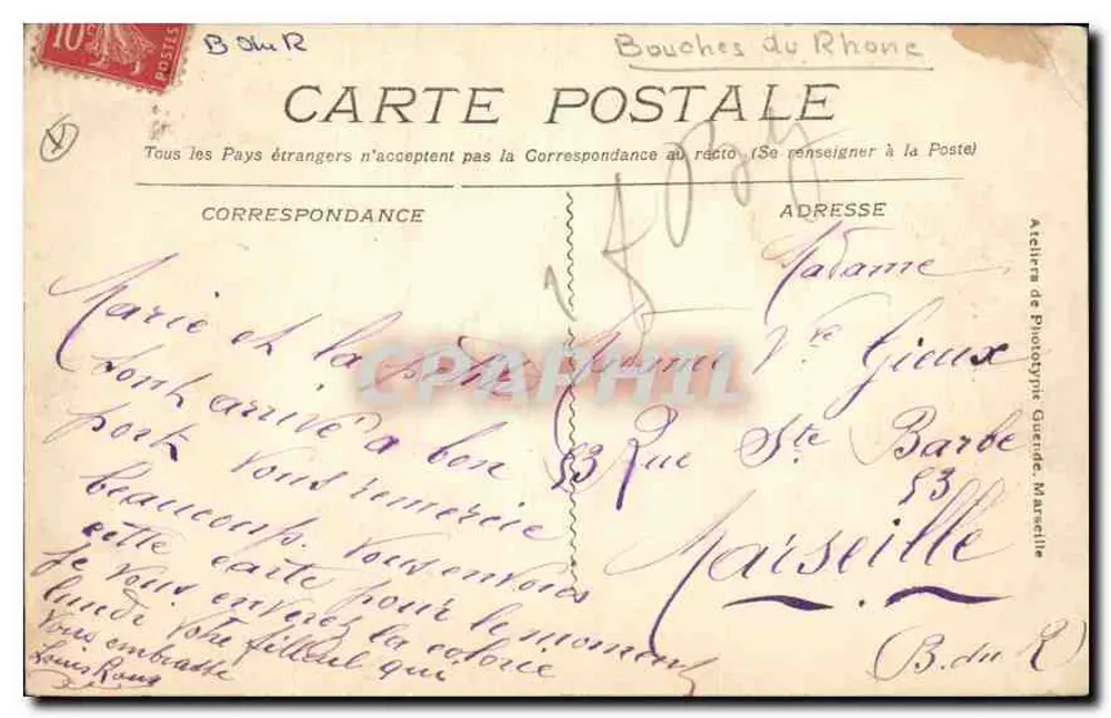 Aix-en-Provence - Die Grande Fontaine — Verlag 'B. du R.' - Rückseite