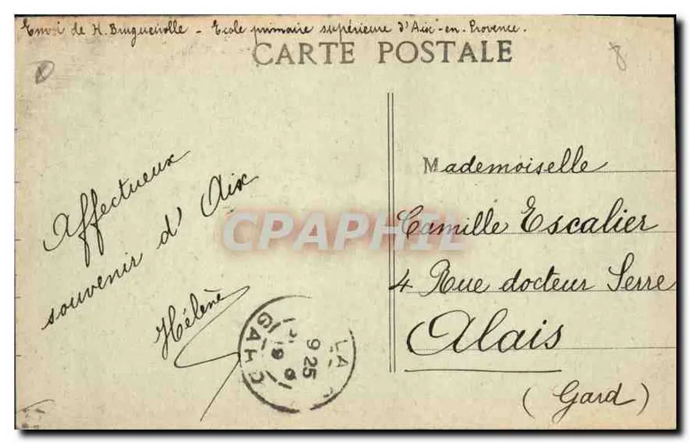 Aix-en-Provence — Fontäne der Rotonde — Verleger H. Bougueville - Rückseite
