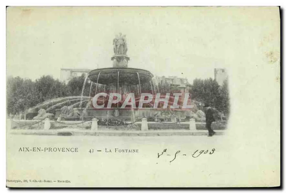 Aix-en-Provence — A Fontaine — Fototipia, 38, V.-Ch.-de-Bomaz — Marseille - Frente