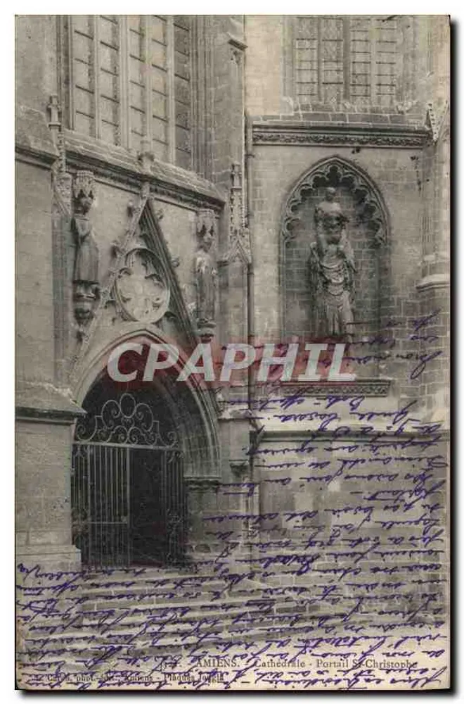Amiens - Catedral - Portal de San Cristóbal — Foto J. Lefebvre - Anverso