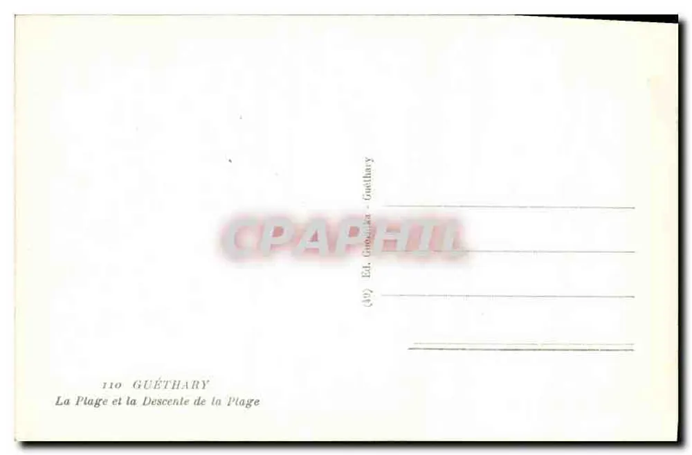 A Praia e a Descida para a Praia — Guéthary — Ed. Guéthary, n° 110 - Verso