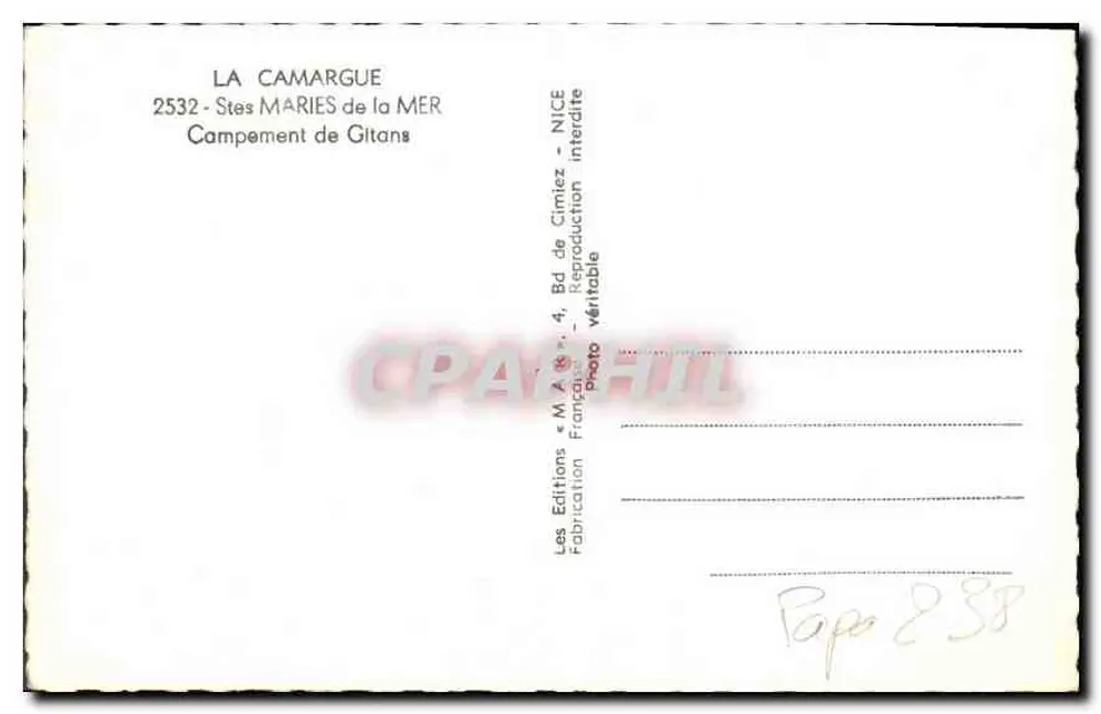 La Camargue — Zigeunerlager — Les Editions « M.A.I.S. » - Rückseite