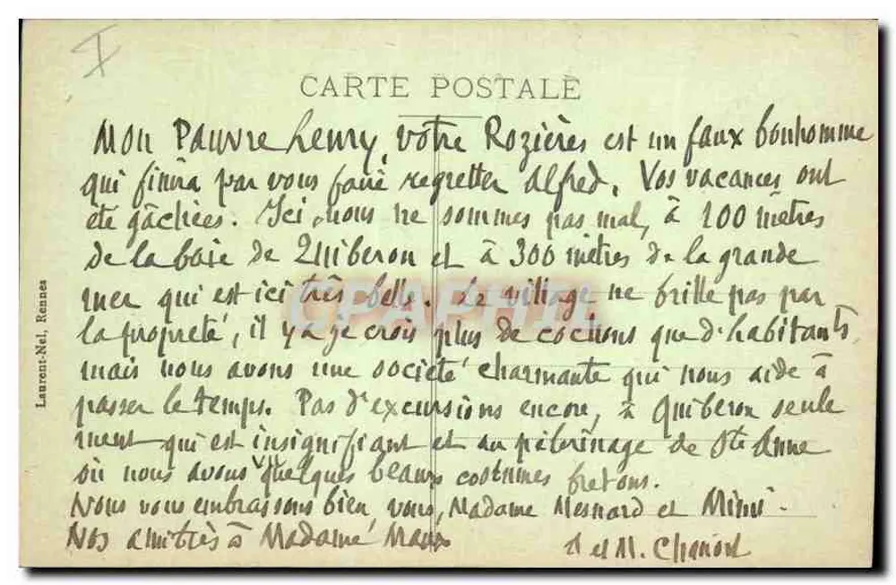 Ste-Anne-d'Auray - O Calvário e o Claustro — editor Laurent-Nel, Rennes, n° 4046 - Verso