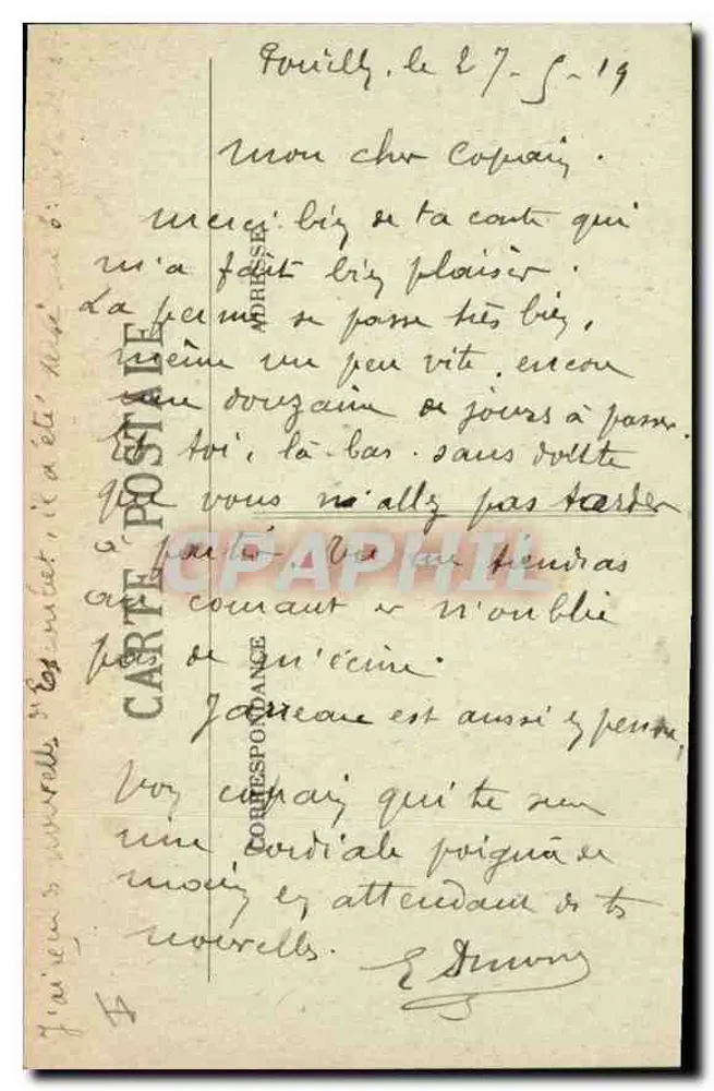 POUILLY-sur-LOIRE — Schloss Nozet — Sammlung René, 1910 - Rückseite