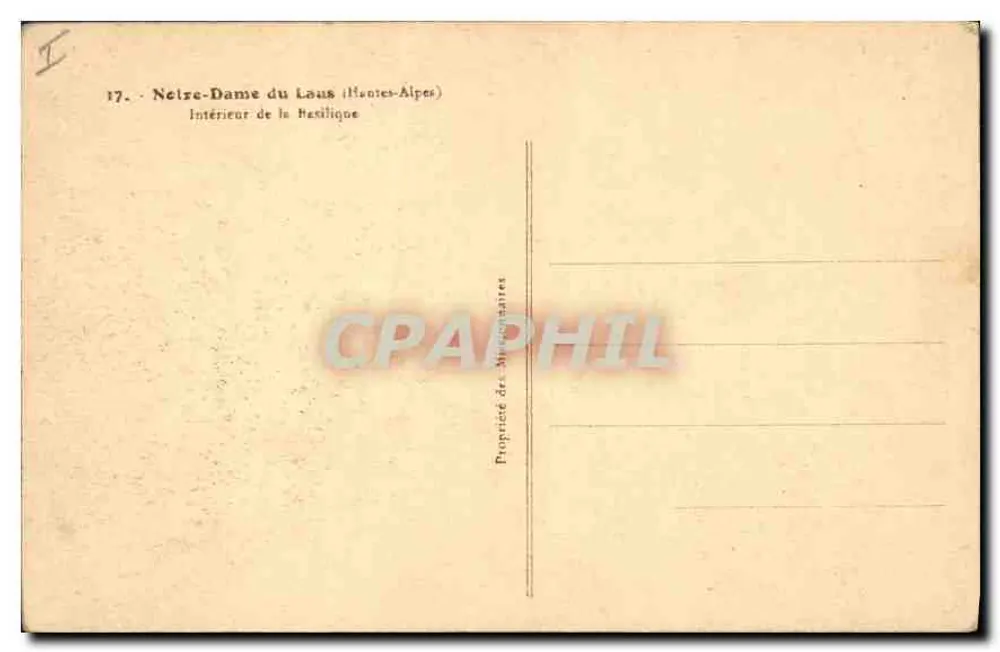 Innenansicht der Basilika Notre-Dame du Laus (Monts-Alpes) — anonymer Verleger, Nr. 17 - Rückseite