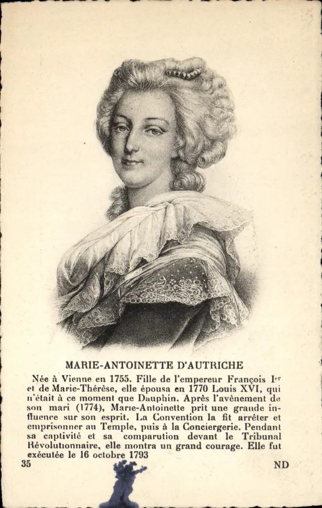 Marie-Antoinette da Áustria — retrato gravado — C* dos Arts, Strasbourg, n°35 - Frente