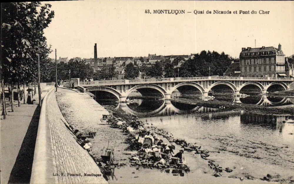 Montluçon — Quai de Nicauds und Pont du Cher — Lib. F. Pointud, Montluçon - Vorderseite